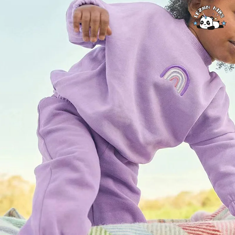 LEZONKIDS - Customizable Embroidered Patchwork Suit Long Sleeves Cute Western Sweet StylesCotton Fabric Girls Clothing Sets